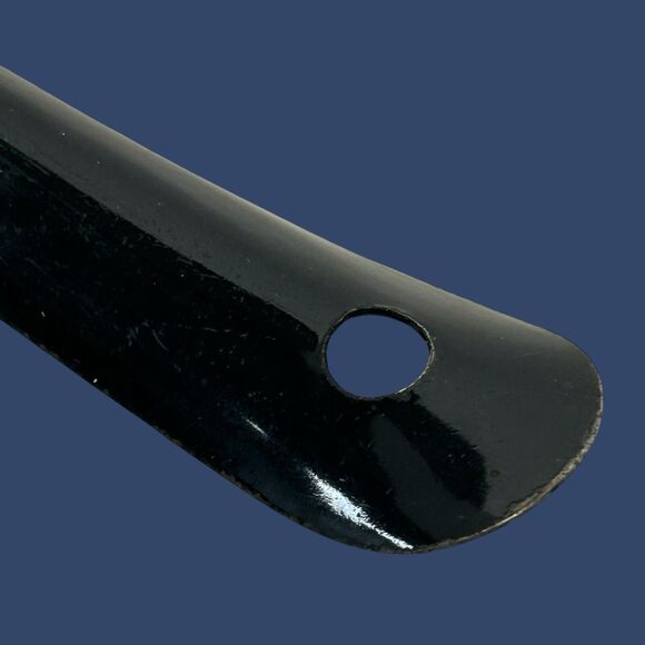 Vintage Metal Enamelware 12”Large Serving Spoon White With Black Handle - Picture 6 of 11